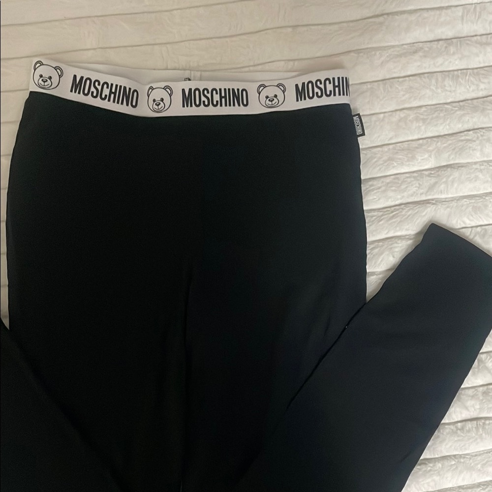 Moschino Black Leggings with Logo Waistband